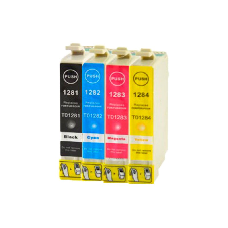 Multipack Tinteiros Compatíveis P/Epson  T1281/T1282/T1283/T1284 Preto/Azul/Amarelo/Magenta    Stylus S22/SX125/SX130/420W/425W/