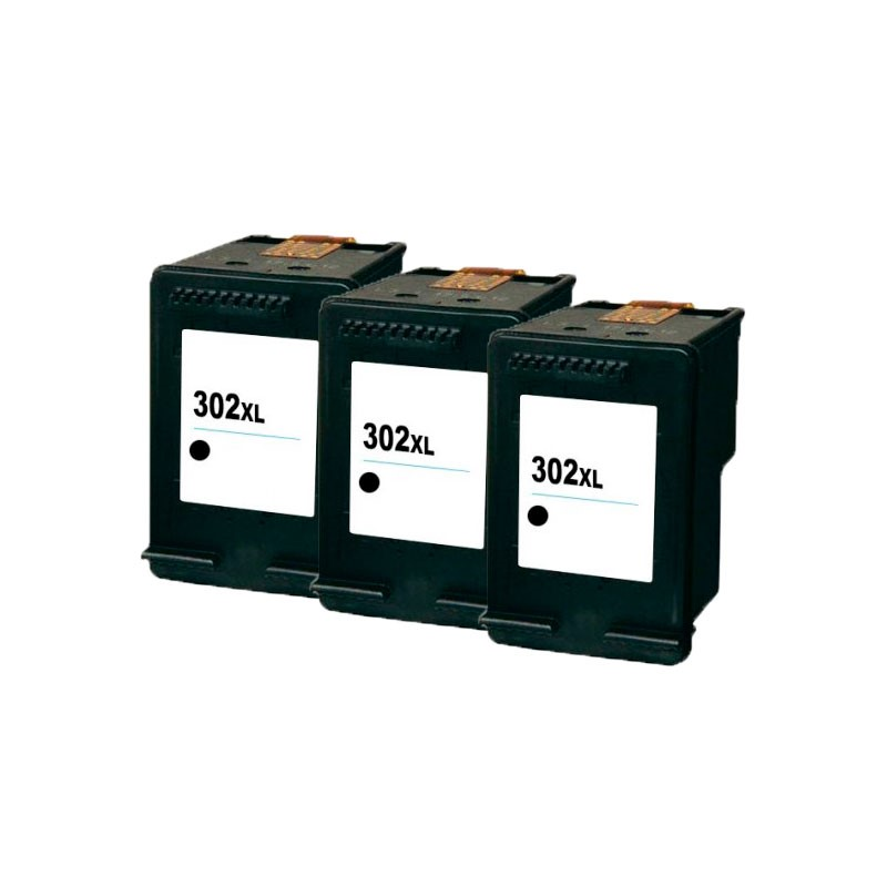 Multipack 3 Tinteiro Compatível p/HP Nº302XL Preto
